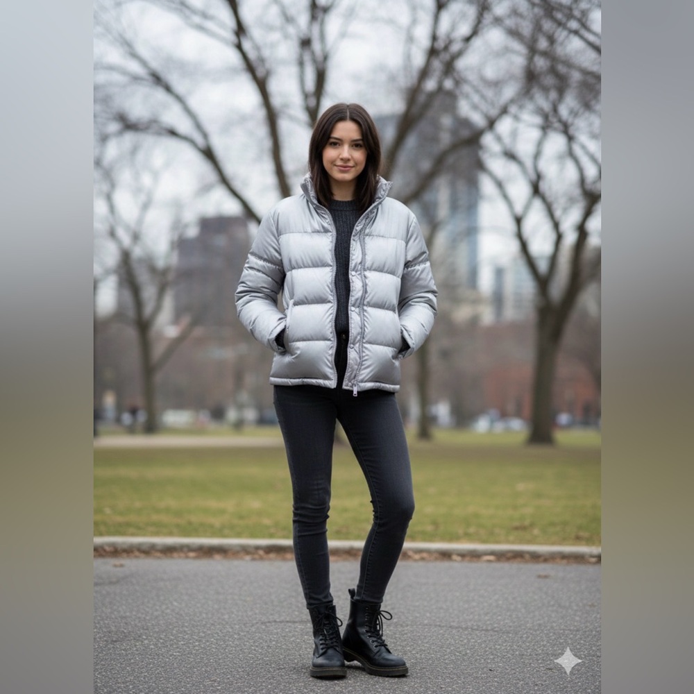 Express Silver Bomber Jacket